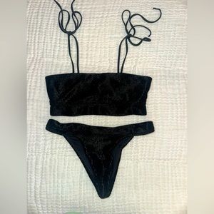 FRANKIES BIKINI BLACK SHIMMER TWO PIECE